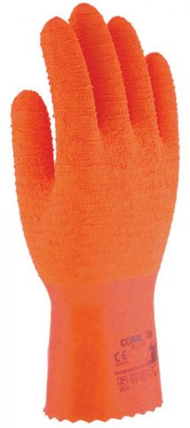 GUANTE 3L LATEX RUG. CORAL 30 NARANJA