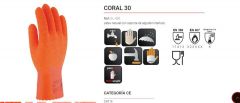 GUANTE 3L LATEX RUG. CORAL 30 NARANJA